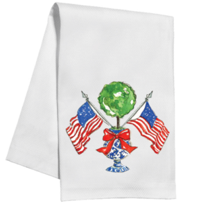 AMERICAN FLAGS TOPIARY KITCHEN TOWEL