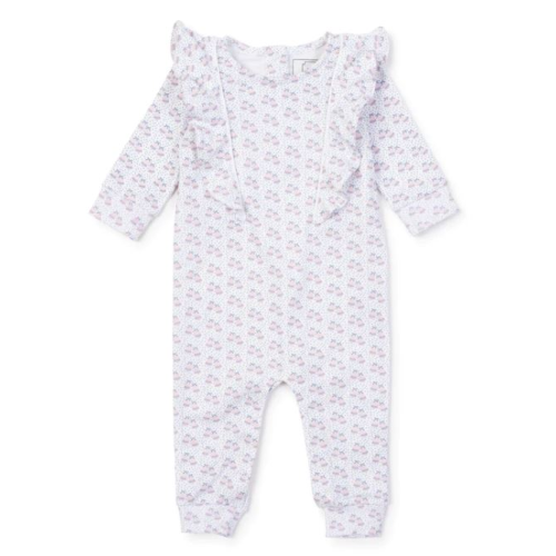 EVELYN PIMA COTTON ROMPER FOR GIRLS - BELLS IN THE SNOW