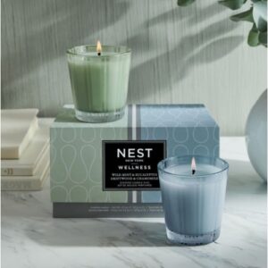 NEST PETITE CANDLE WELLNESS DUO SET IN WILD MINT & EUCALYPTUS AND DRIFTWOOD & CHAMOMILE